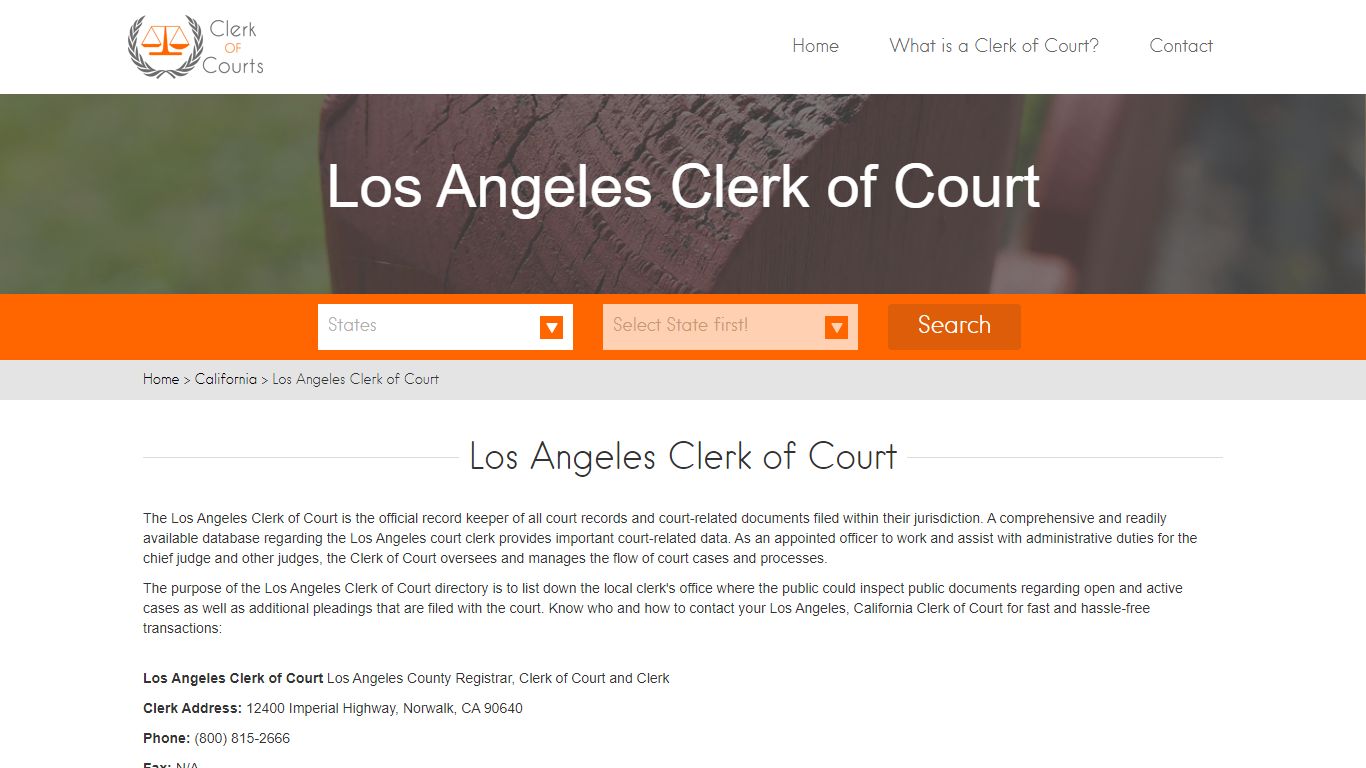 Find Your Los Angeles County Clerk of Courts in CA - clerk-of-courts.com